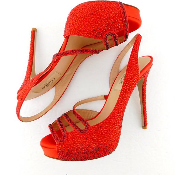 Unworn VALENTINO Ruby Red Crystal Platform Pumps 36 - Picture 5 of 9